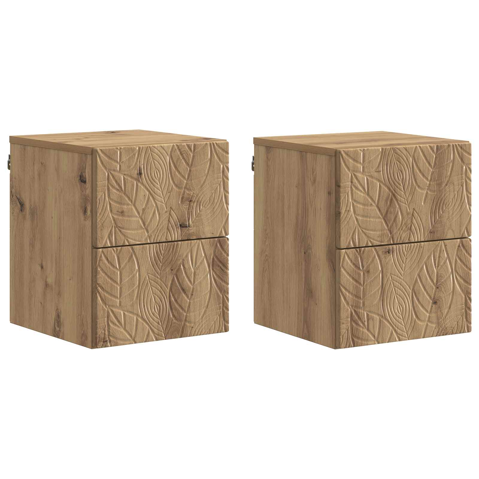 Wandbeugel Bedkast 2 pcs Artisanaal eiken 34,5 x 33 x 40 cm is nu te koop bij PeponiXL, paradijselijk wonen!