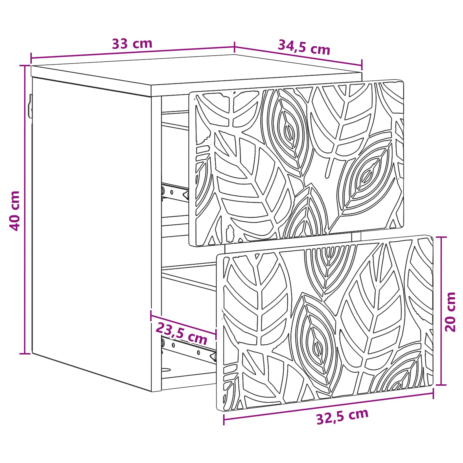 Wandbeugel Bedkast 2 pcs Artisanaal eiken 34,5 x 33 x 40 cm is nu te koop bij PeponiXL, paradijselijk wonen!