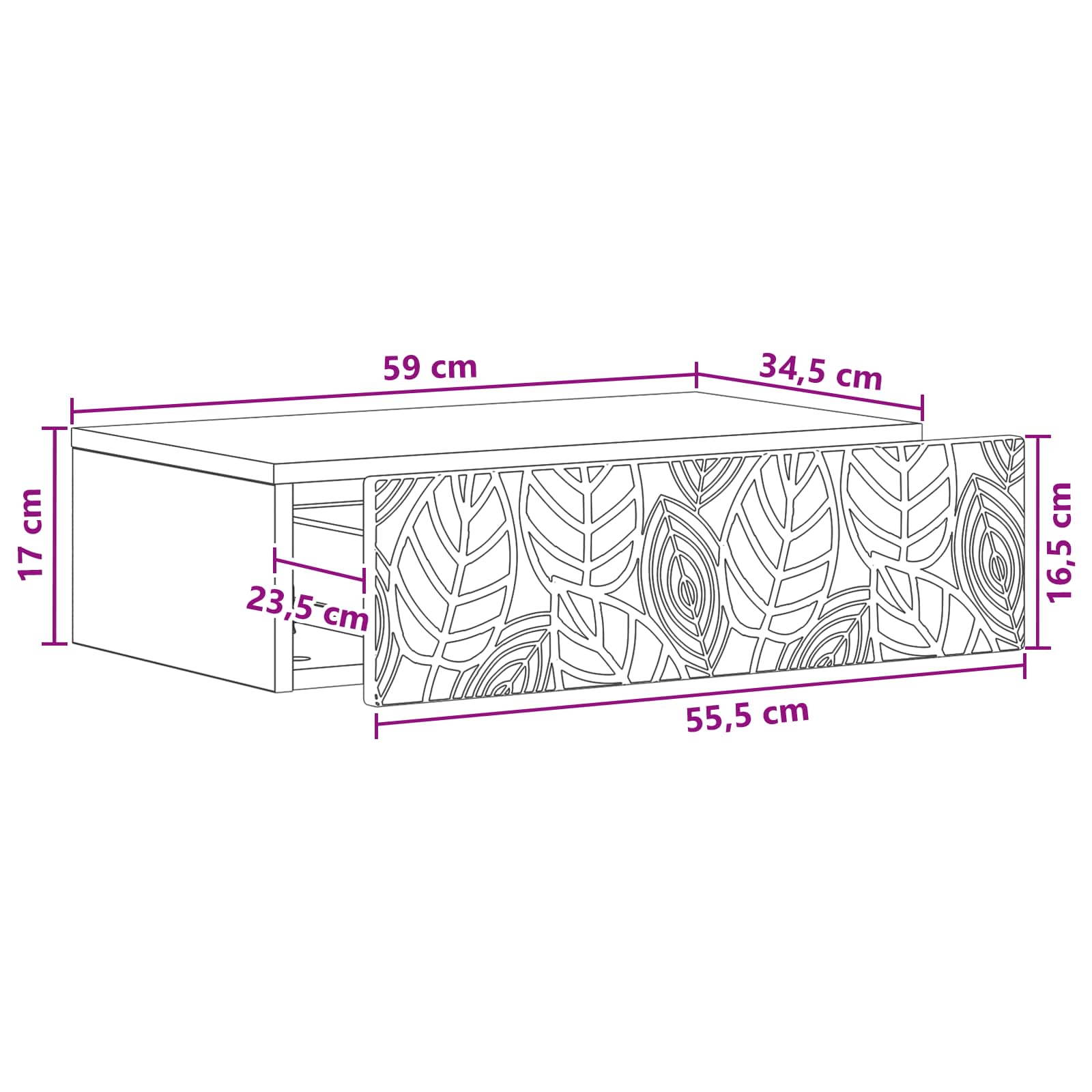 Wandmontage Zijtafel Artisanaal eiken 59 x 34,5 x 17 cm is nu te koop bij PeponiXL, paradijselijk wonen!