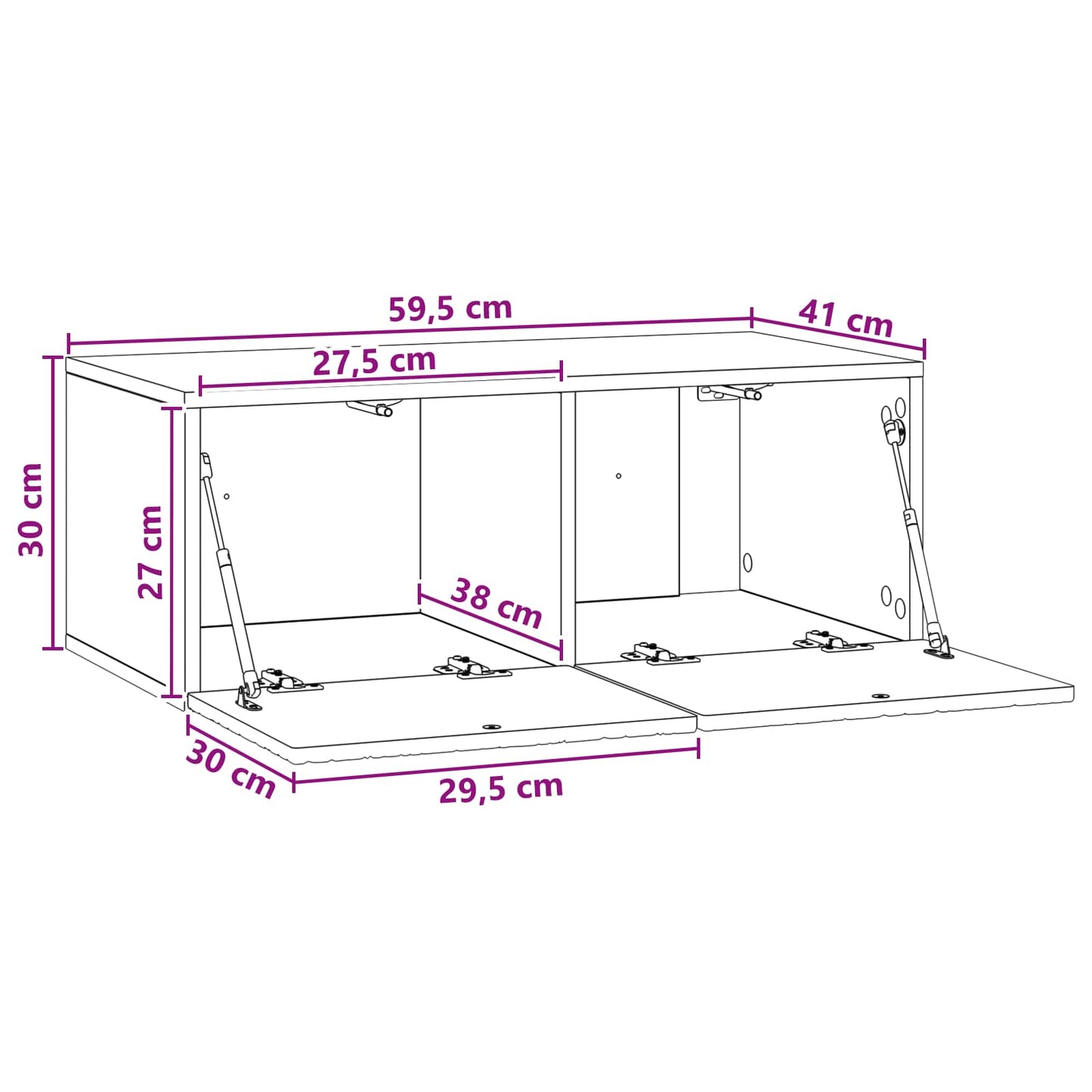 Wandbeugel TV-kast 59,5 x 41 x 30 cm Betongrijs Bewerkt hout is nu te koop bij PeponiXL, paradijselijk wonen!