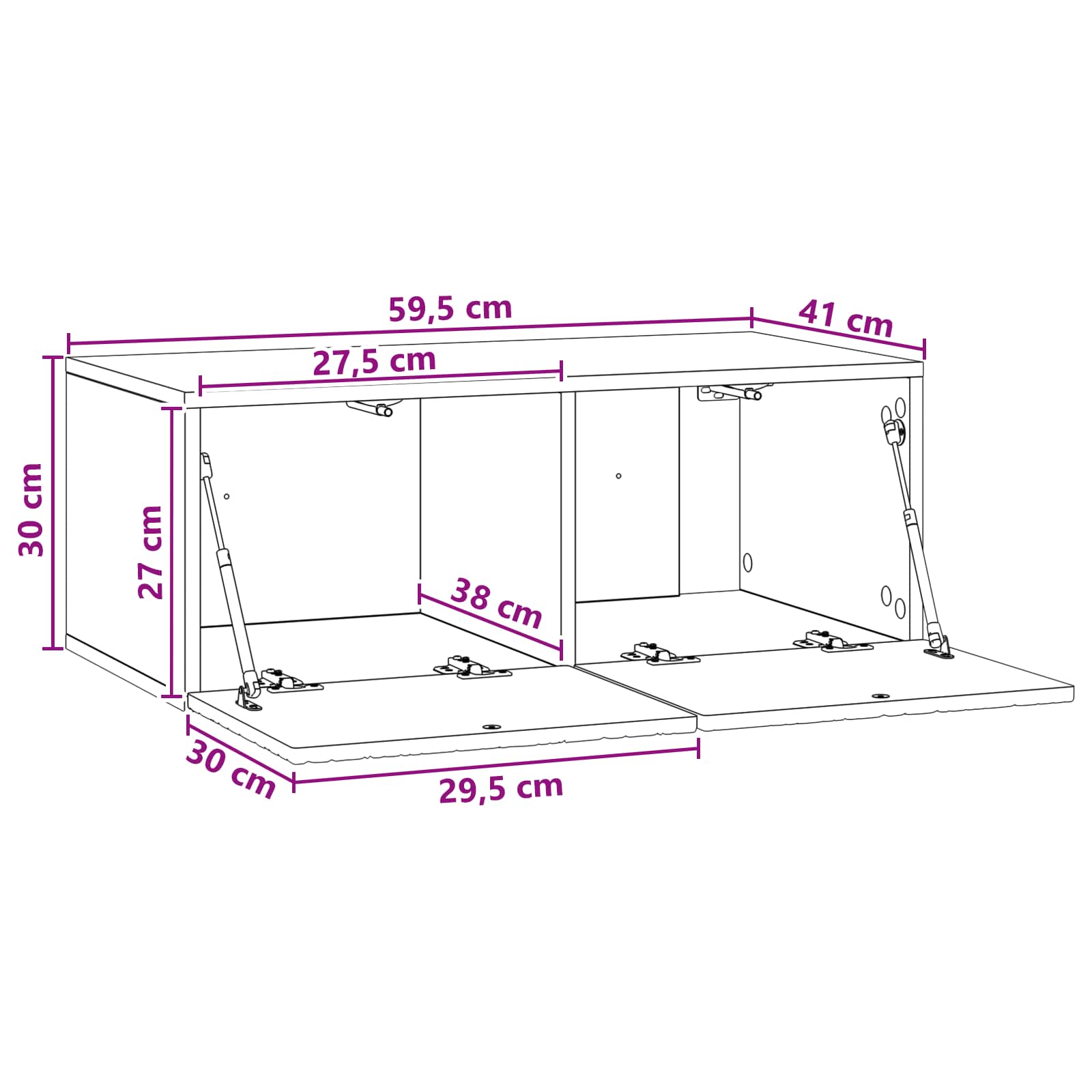 Wandbeugel TV-kast 59,5 x 41 x 30 cm Gerookt eiken Bewerkt hout is nu te koop bij PeponiXL, paradijselijk wonen!