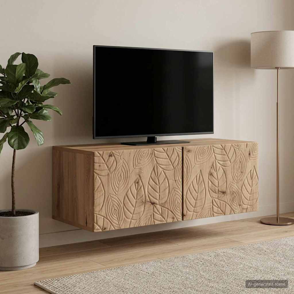 Wandbeugel TV-kast 59,5 x 31 cm Artisanaal eiken Bewerkt hout is nu te koop bij PeponiXL, paradijselijk wonen!