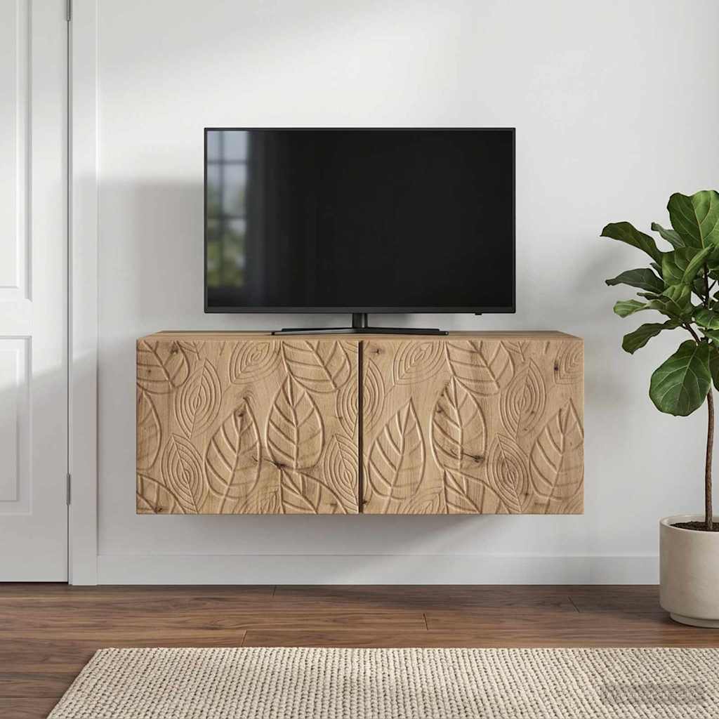 Wandbeugel TV-kast 59,5 x 31 cm Artisanaal eiken Bewerkt hout is nu te koop bij PeponiXL, paradijselijk wonen!