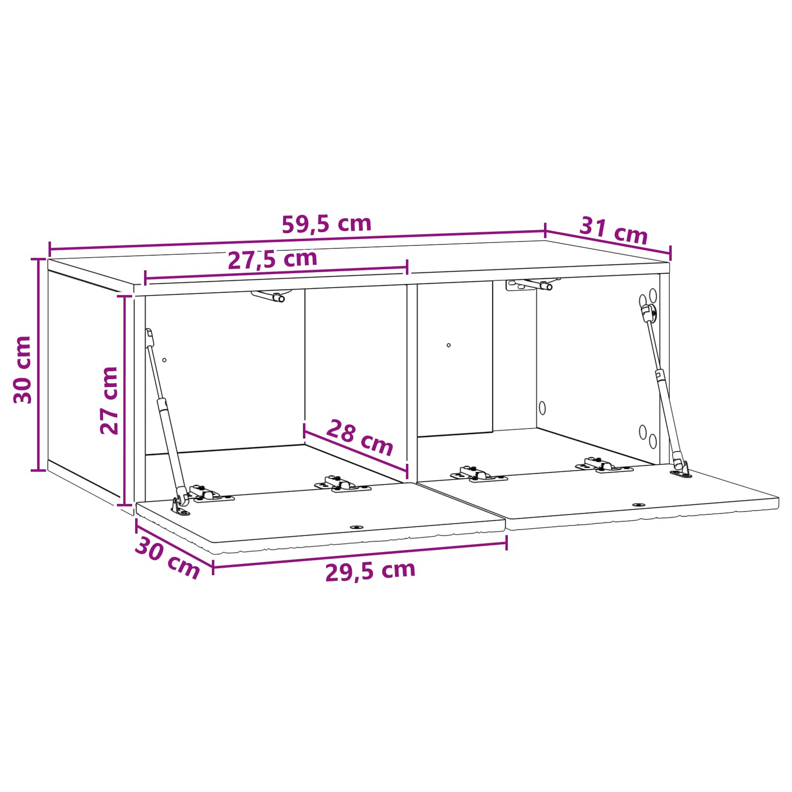 Wandbeugel TV-kast 59,5 x 31 cm Artisanaal eiken Bewerkt hout is nu te koop bij PeponiXL, paradijselijk wonen!