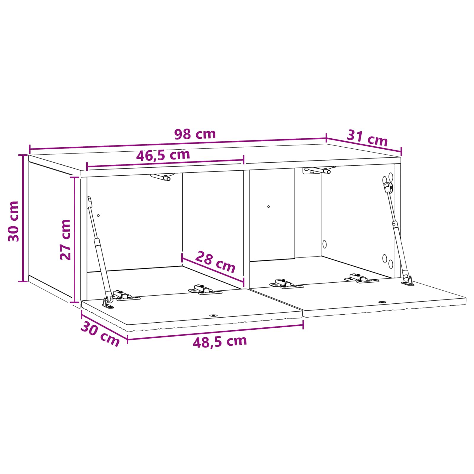 Wandbeugel TV-kast 98 x 31 cm Hoogglans Wit Bewerkt hout is nu te koop bij PeponiXL, paradijselijk wonen!
