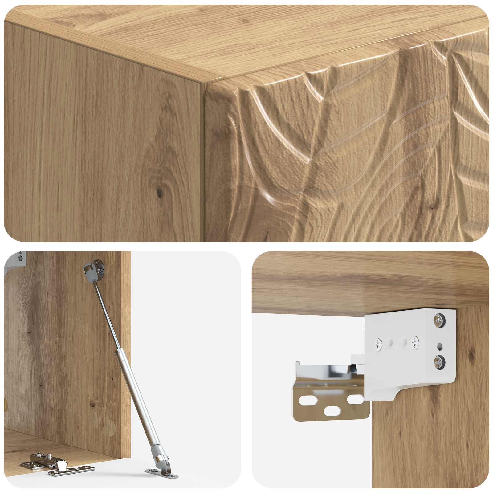 Wandbeugel TV-kast 98 x 31 cm Artisanaal eiken Bewerkt hout is nu te koop bij PeponiXL, paradijselijk wonen!
