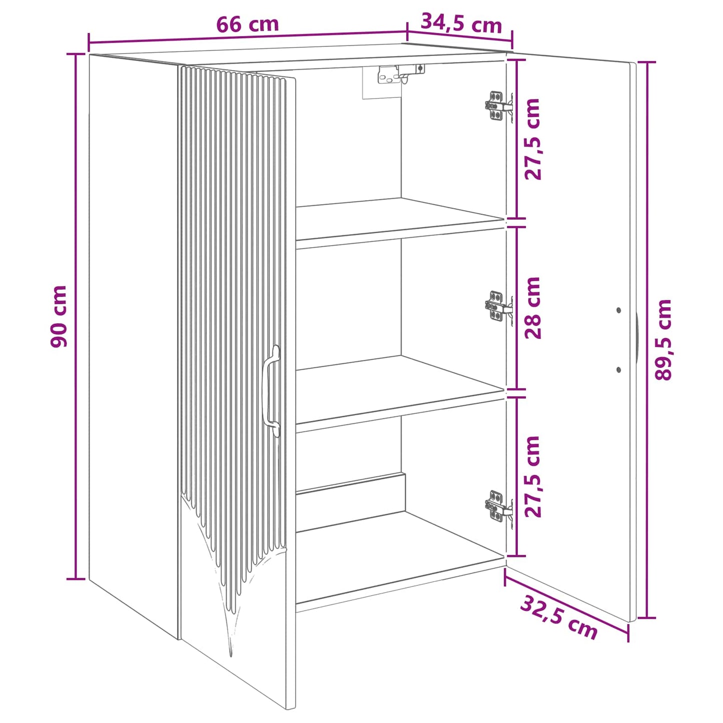 Wandkast Wit 66 x 34,5 x 90 cm Bewerkt hout is nu te koop bij PeponiXL, paradijselijk wonen!