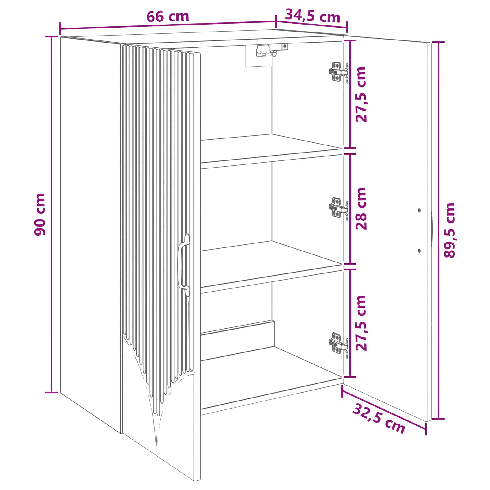 Wandkast Wit 66 x 34,5 x 90 cm Bewerkt hout is nu te koop bij PeponiXL, paradijselijk wonen!