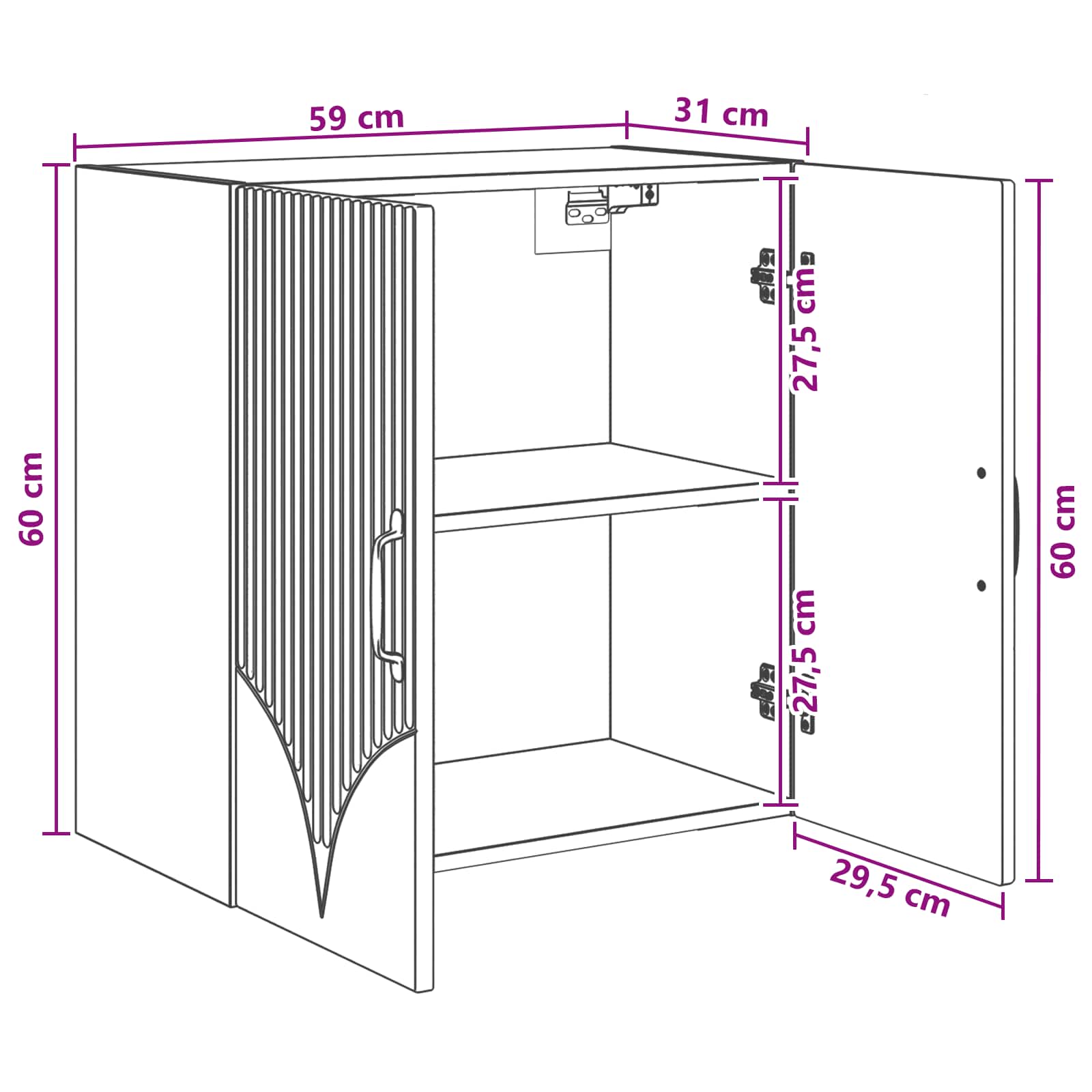Wandkast Wit 59 x 31 x 60 cm Bewerkt hout is nu te koop bij PeponiXL, paradijselijk wonen!