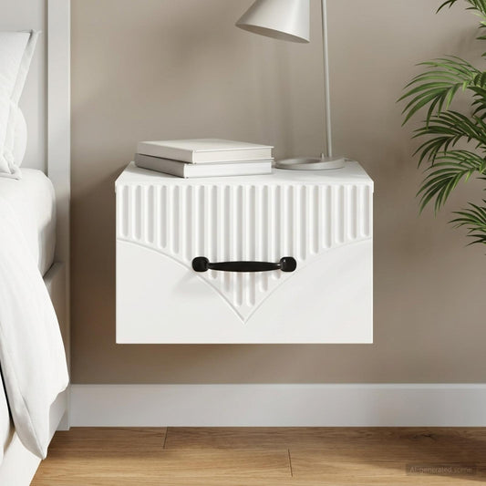 Wandbeugel Bedkast met lade Wit 34,5 x 33 x 20 cm Bewerkt hout is nu te koop bij PeponiXL, paradijselijk wonen!