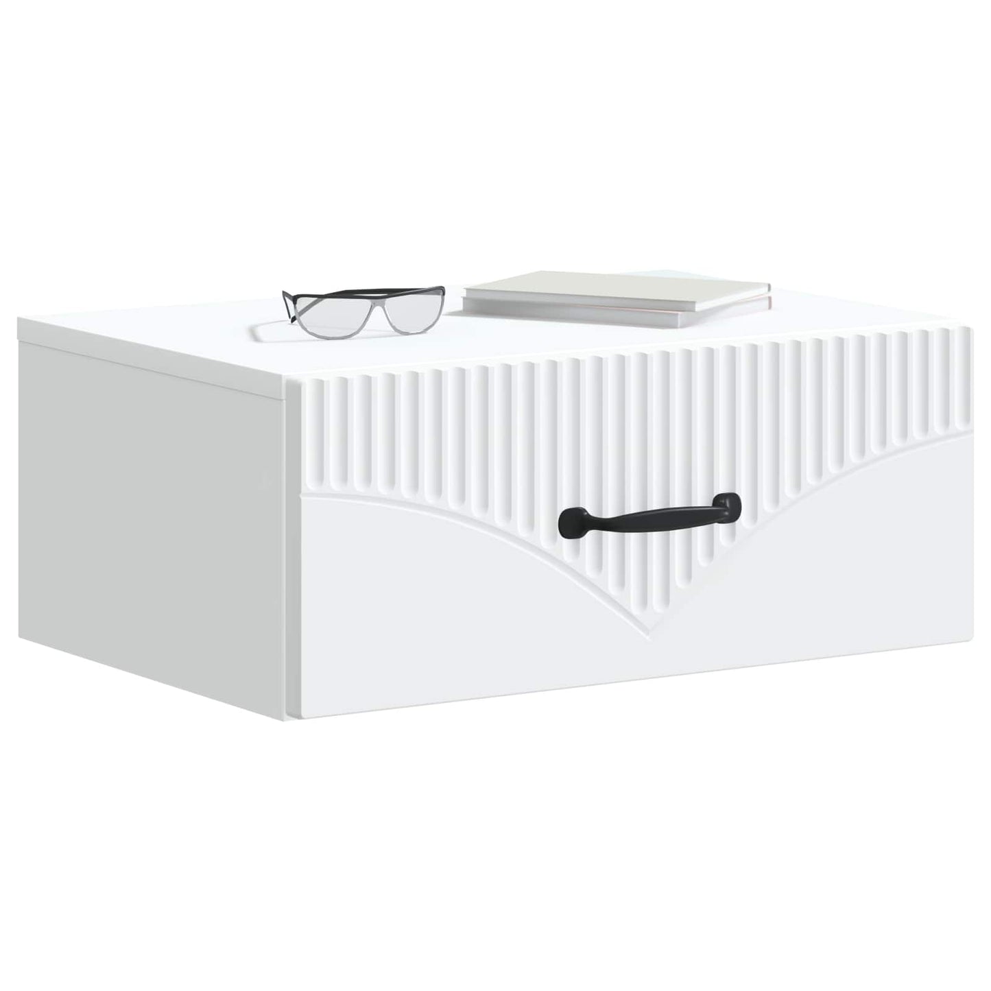 Wandbeugel Bedkast met lade Wit 49 x 34,5 x 20 cm Bewerkt hout is nu te koop bij PeponiXL, paradijselijk wonen!