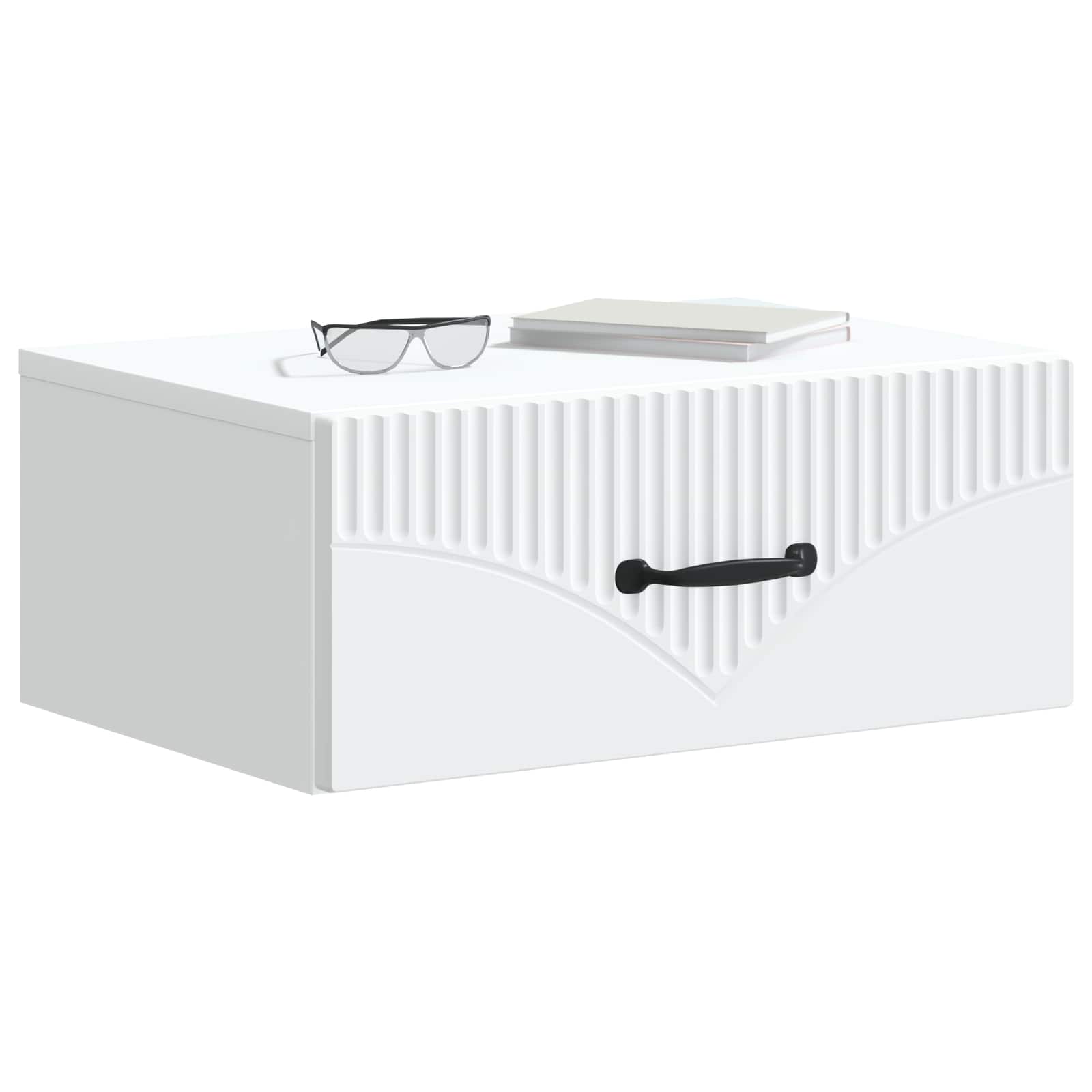 Wandbeugel Bedkast met lade Wit 49 x 34,5 x 20 cm Bewerkt hout is nu te koop bij PeponiXL, paradijselijk wonen!