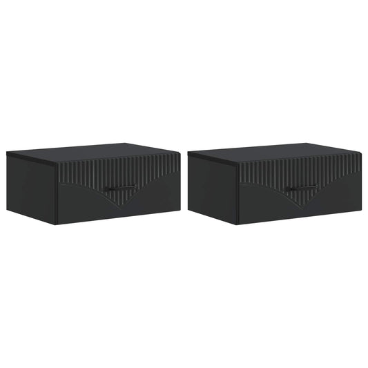 Wandbeugel Bedkast 2 pcs Zwart 49 x 34,5 x 20 cm Bewerkt hout is nu te koop bij PeponiXL, paradijselijk wonen!
