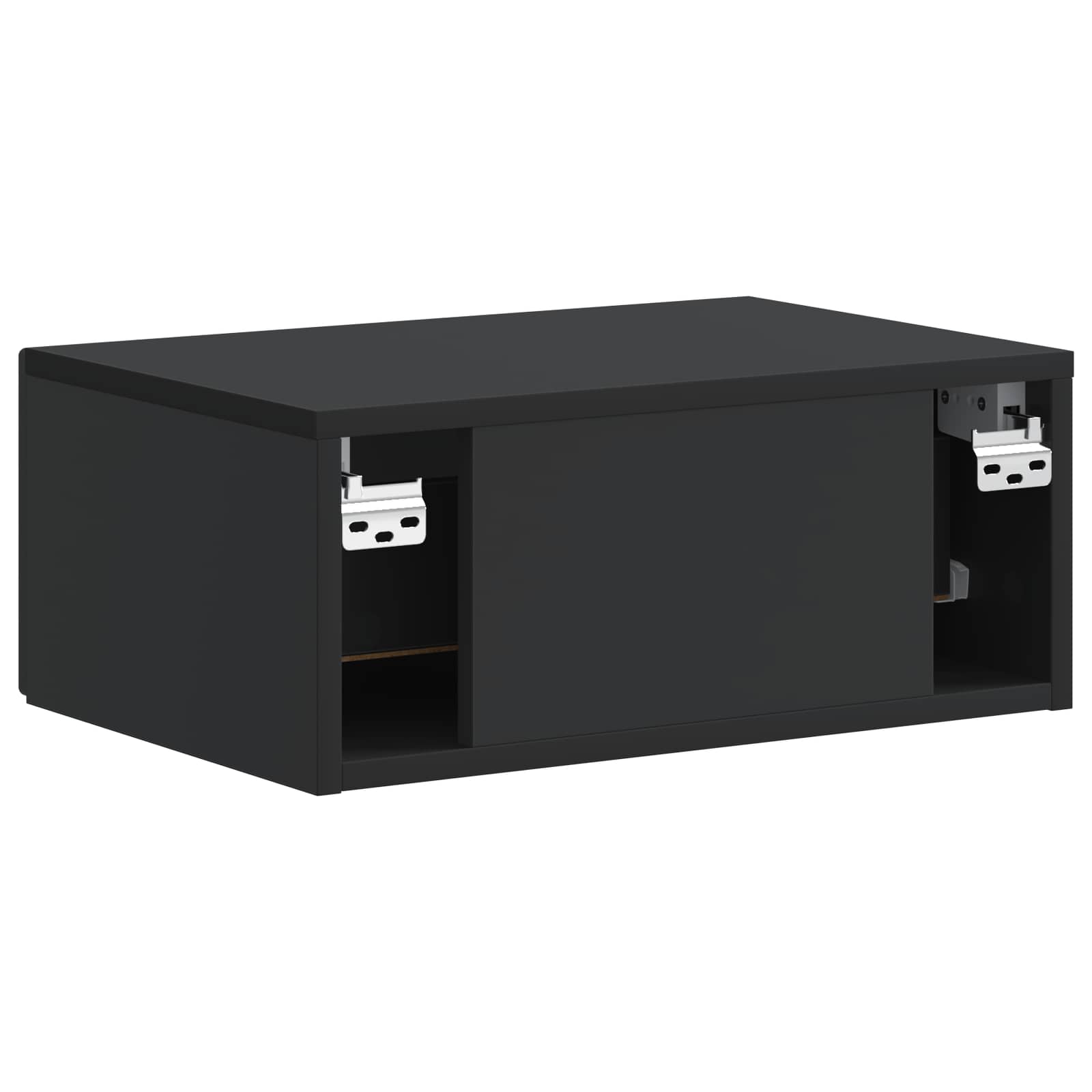 Wandbeugel Bedkast 2 pcs Zwart 49 x 34,5 x 20 cm Bewerkt hout is nu te koop bij PeponiXL, paradijselijk wonen!