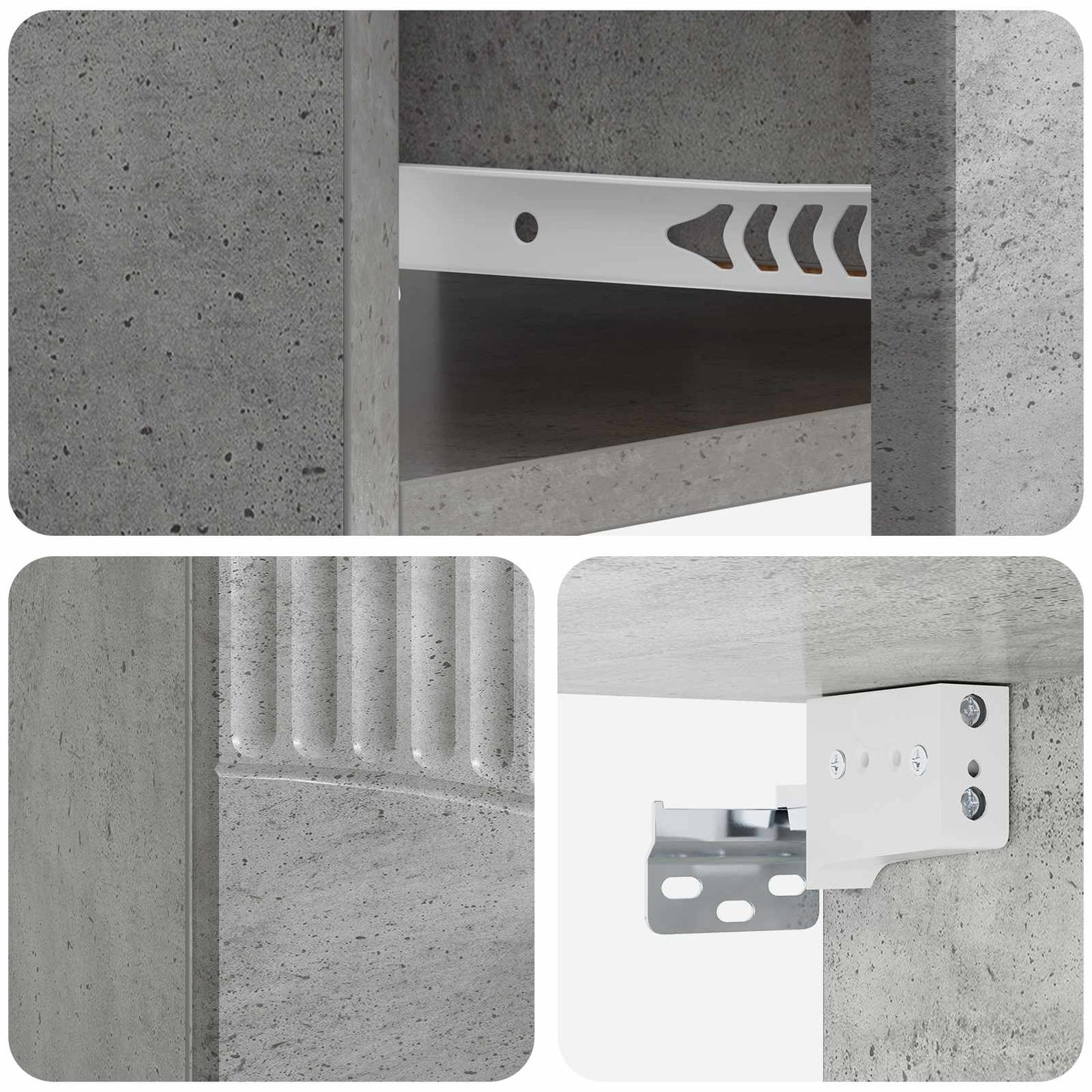 Wandbeugel Bedkast Betongrijs 49 x 34,5 x 20 cm Bewerkt hout is nu te koop bij PeponiXL, paradijselijk wonen!