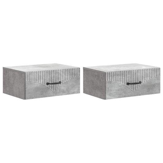 Wandbeugel Bedkast met lade 2 pcs Betongrijs 49 x 34,5 x 20 cm is nu te koop bij PeponiXL, paradijselijk wonen!
