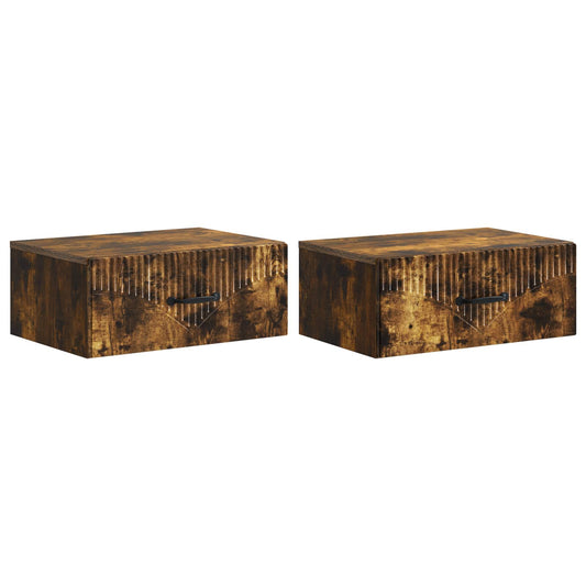 Wandbeugel Bedkast 2 pcs Gerookt eiken 49 x 34,5 x 20 cm is nu te koop bij PeponiXL, paradijselijk wonen!