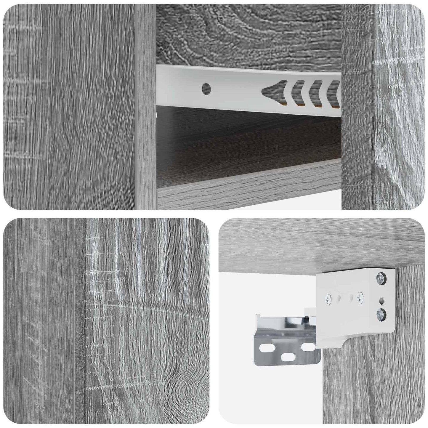 Wandbeugel Bedkast 2 pcs Grijs sonoma 49 x 34,5 x 20 cm is nu te koop bij PeponiXL, paradijselijk wonen!