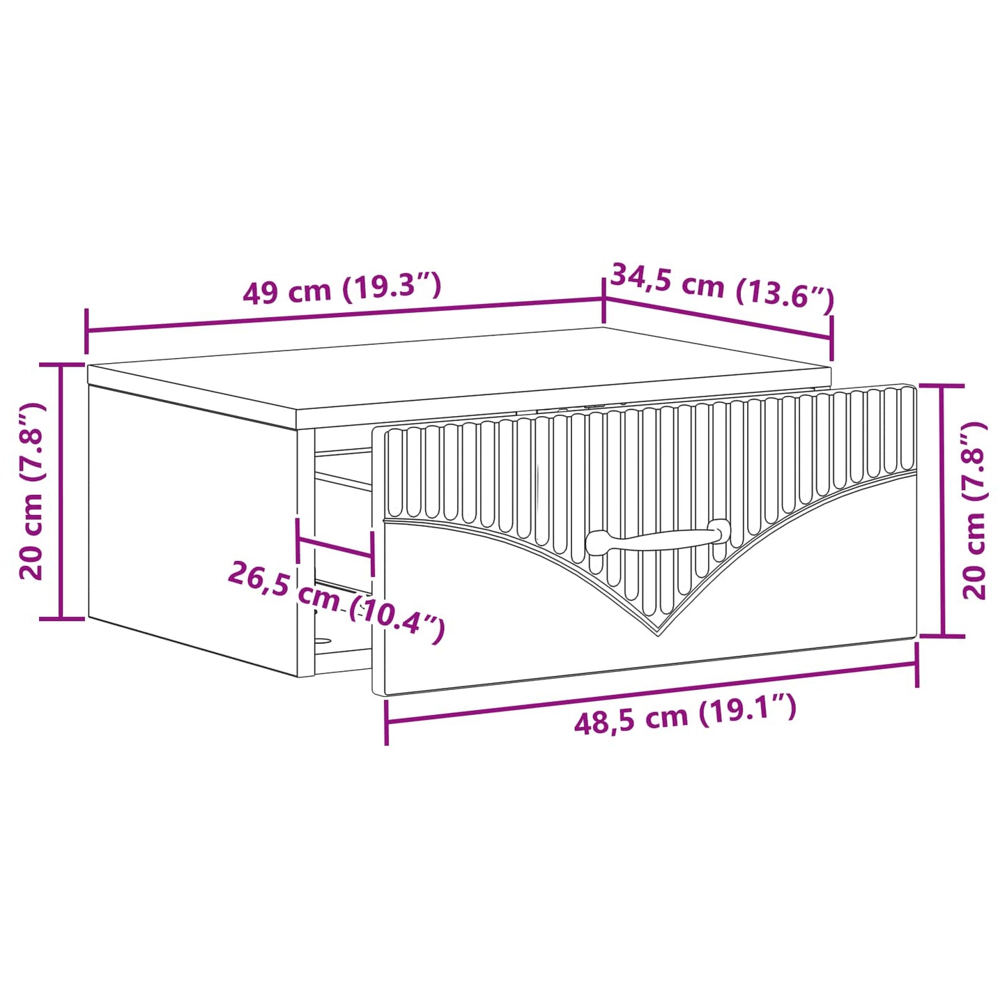 Wandbeugel Bedkast 2 pcs Grijs sonoma 49 x 34,5 x 20 cm is nu te koop bij PeponiXL, paradijselijk wonen!