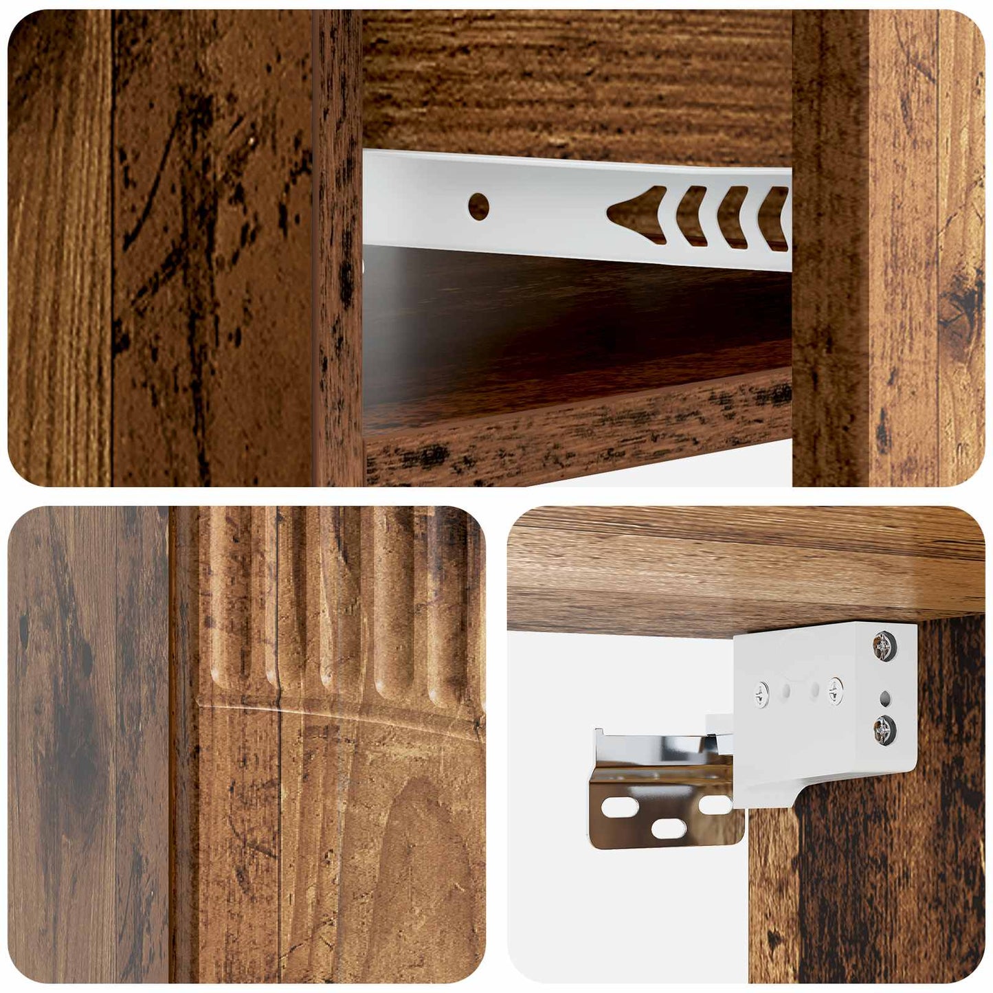 Wandbeugel Bedkast Oud hout 49 x 34,5 x 20 cm Bewerkt hout is nu te koop bij PeponiXL, paradijselijk wonen!