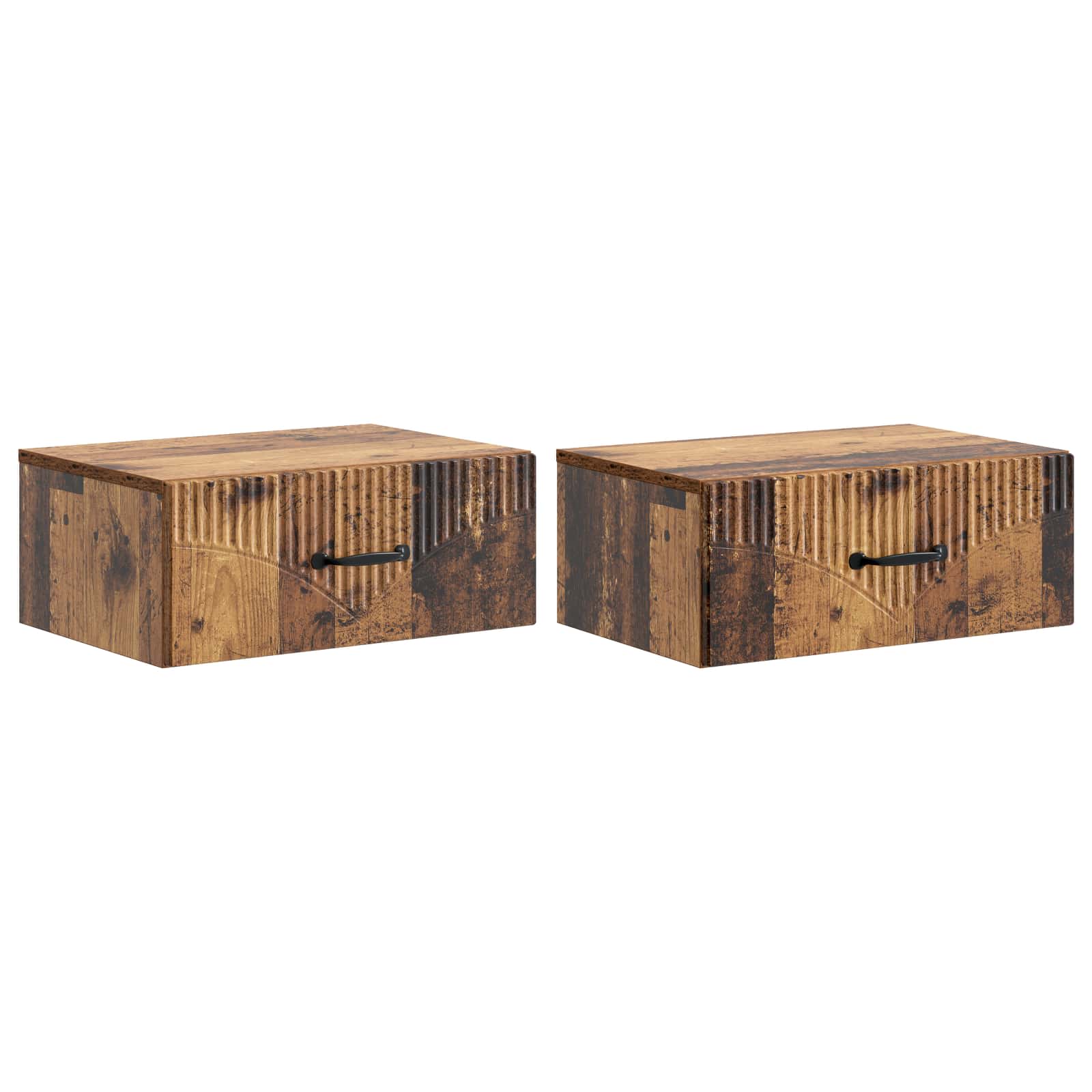 Wandbeugel Bedkast met lade 2 pcs Oud hout 49 x 34,5 x 20 cm is nu te koop bij PeponiXL, paradijselijk wonen!