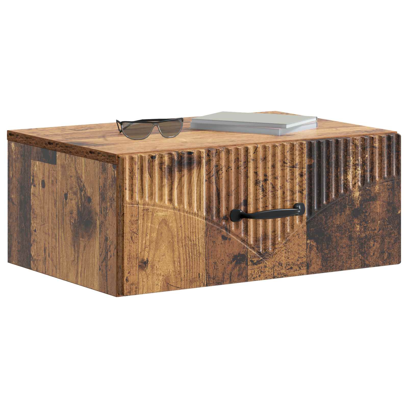 Wandbeugel Bedkast met lade 2 pcs Oud hout 49 x 34,5 x 20 cm is nu te koop bij PeponiXL, paradijselijk wonen!