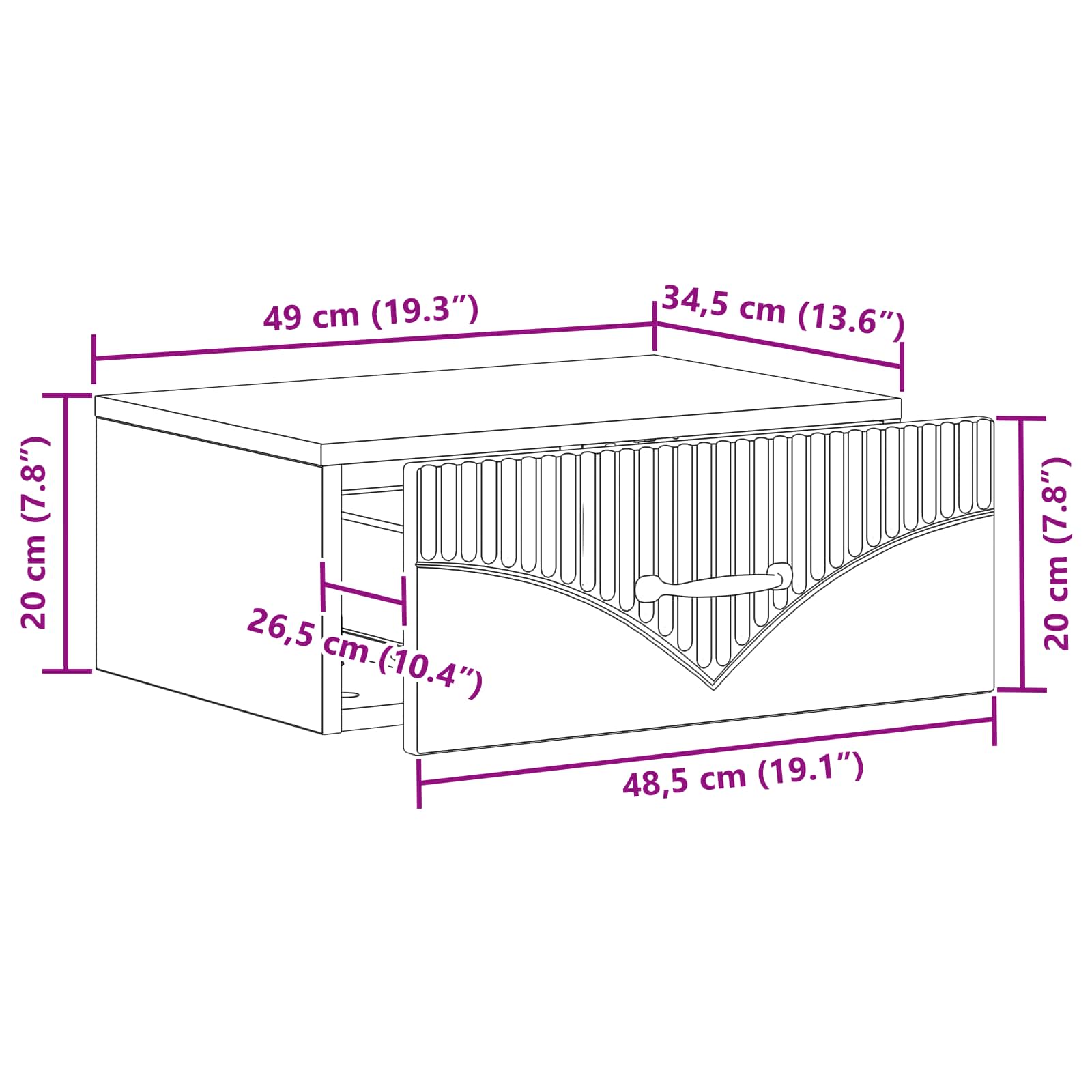 Wandbeugel Bedkast 2 pcs Artisanaal eiken 49 x 34,5 x 20 cm is nu te koop bij PeponiXL, paradijselijk wonen!
