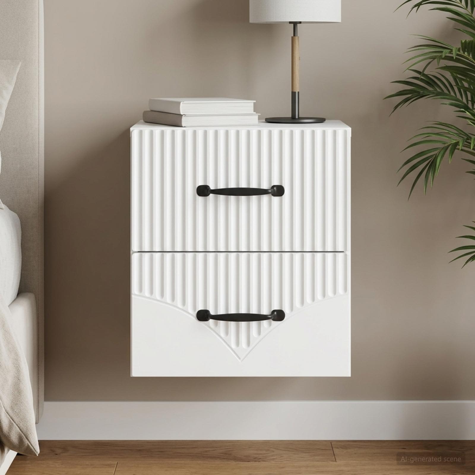 Wandbeugel Bedkast met lade Wit 34,5 x 33 x 40 cm Bewerkt hout is nu te koop bij PeponiXL, paradijselijk wonen!