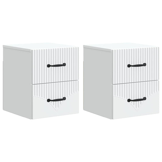 Wandbeugel Bedkast 2 pcs Wit 34,5 x 33 x 40 cm Bewerkt hout is nu te koop bij PeponiXL, paradijselijk wonen!