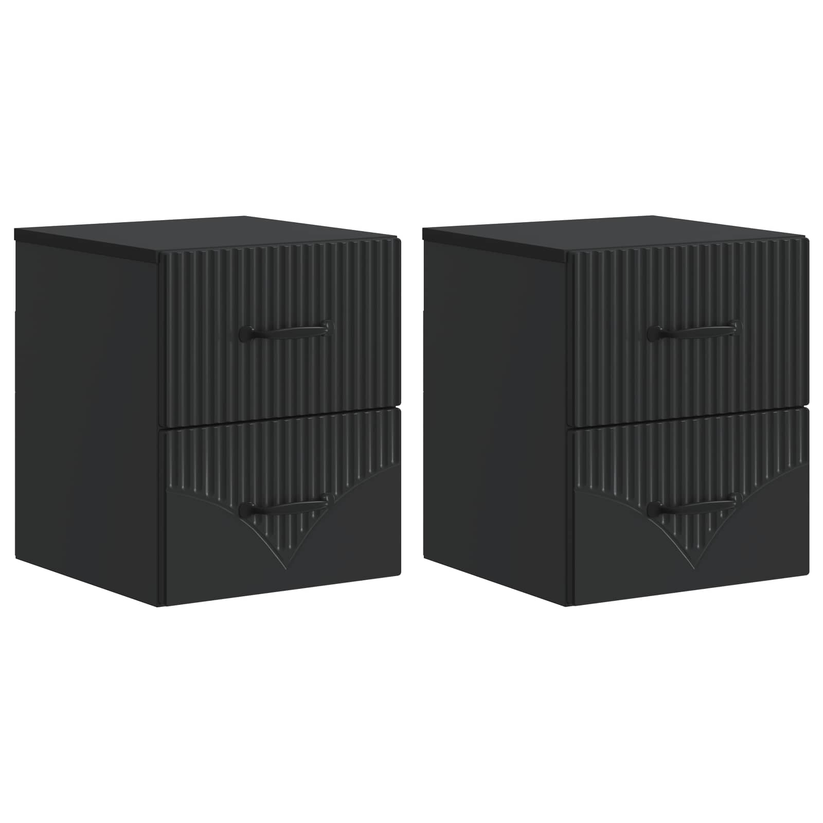 Wandbeugel Bedkast 2 pcs Zwart 34,5 x 33 x 40 cm Bewerkt hout is nu te koop bij PeponiXL, paradijselijk wonen!