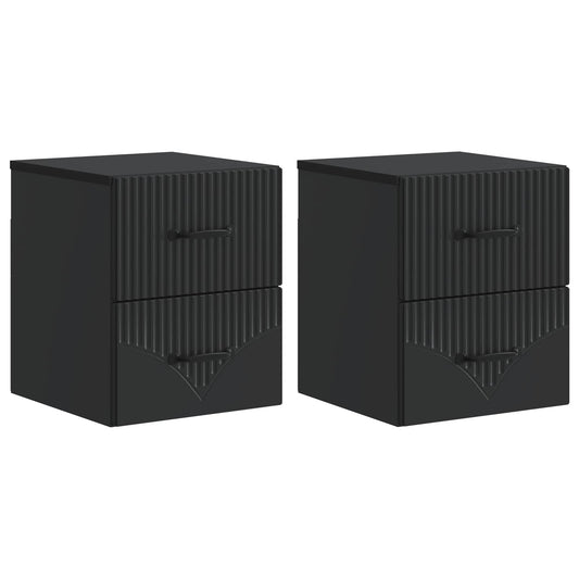 Wandbeugel Bedkast 2 pcs Zwart 34,5 x 33 x 40 cm Bewerkt hout is nu te koop bij PeponiXL, paradijselijk wonen!