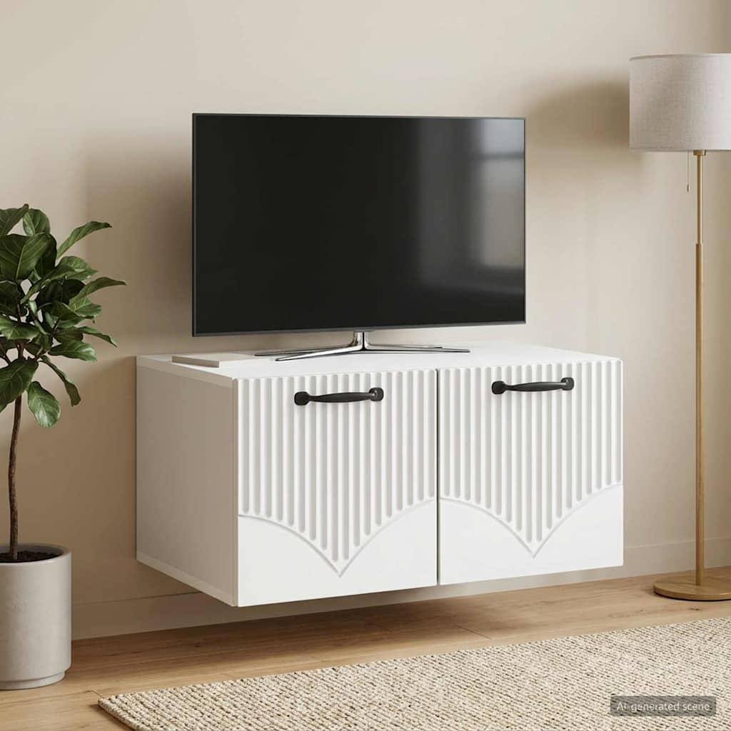 Wandbeugel TV-kast Wit 59,5 x 41 x 30 cm Bewerkt hout is nu te koop bij PeponiXL, paradijselijk wonen!
