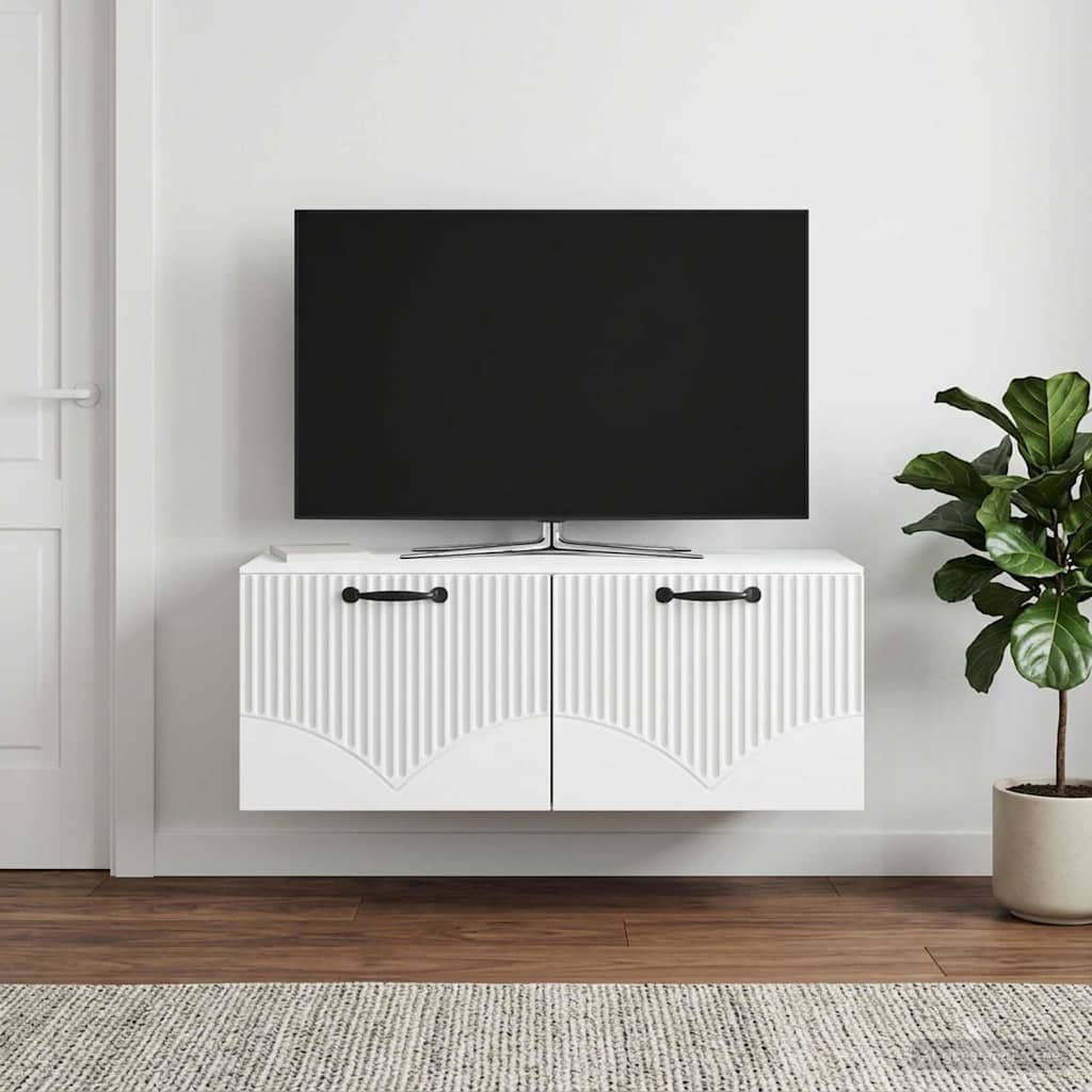 Wandbeugel TV-kast Wit 78,5 x 41 x 30 cm Bewerkt hout is nu te koop bij PeponiXL, paradijselijk wonen!