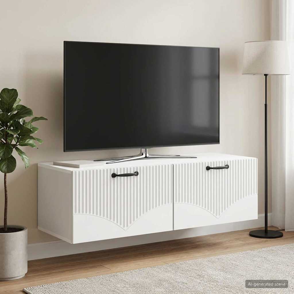 Wandbeugel TV-kast Wit 98 x 41 x 30 cm Bewerkt hout is nu te koop bij PeponiXL, paradijselijk wonen!
