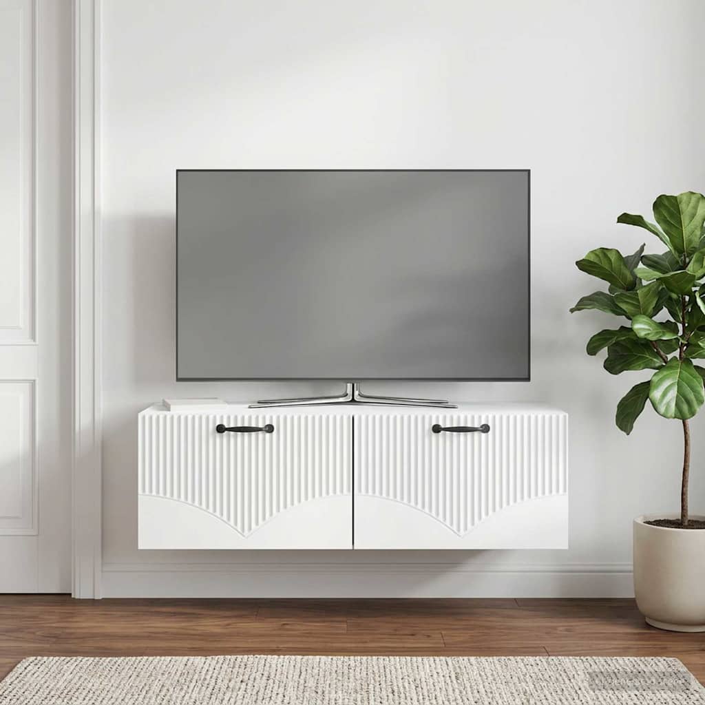 Wandbeugel TV-kast Wit 98 x 41 x 30 cm Bewerkt hout is nu te koop bij PeponiXL, paradijselijk wonen!