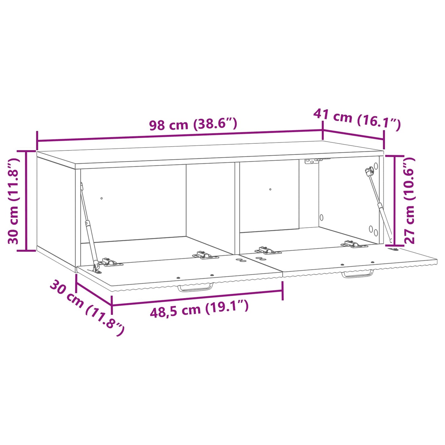 Wandbeugel TV-kast Wit 98 x 41 x 30 cm Bewerkt hout is nu te koop bij PeponiXL, paradijselijk wonen!