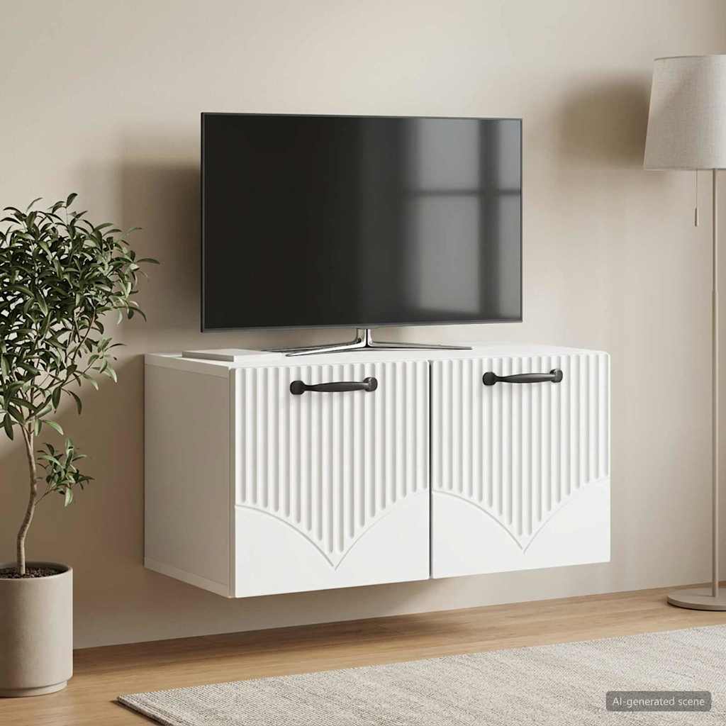 Wandbeugel TV-kast Wit 59,5 x 31 x 30 cm Bewerkt hout is nu te koop bij PeponiXL, paradijselijk wonen!