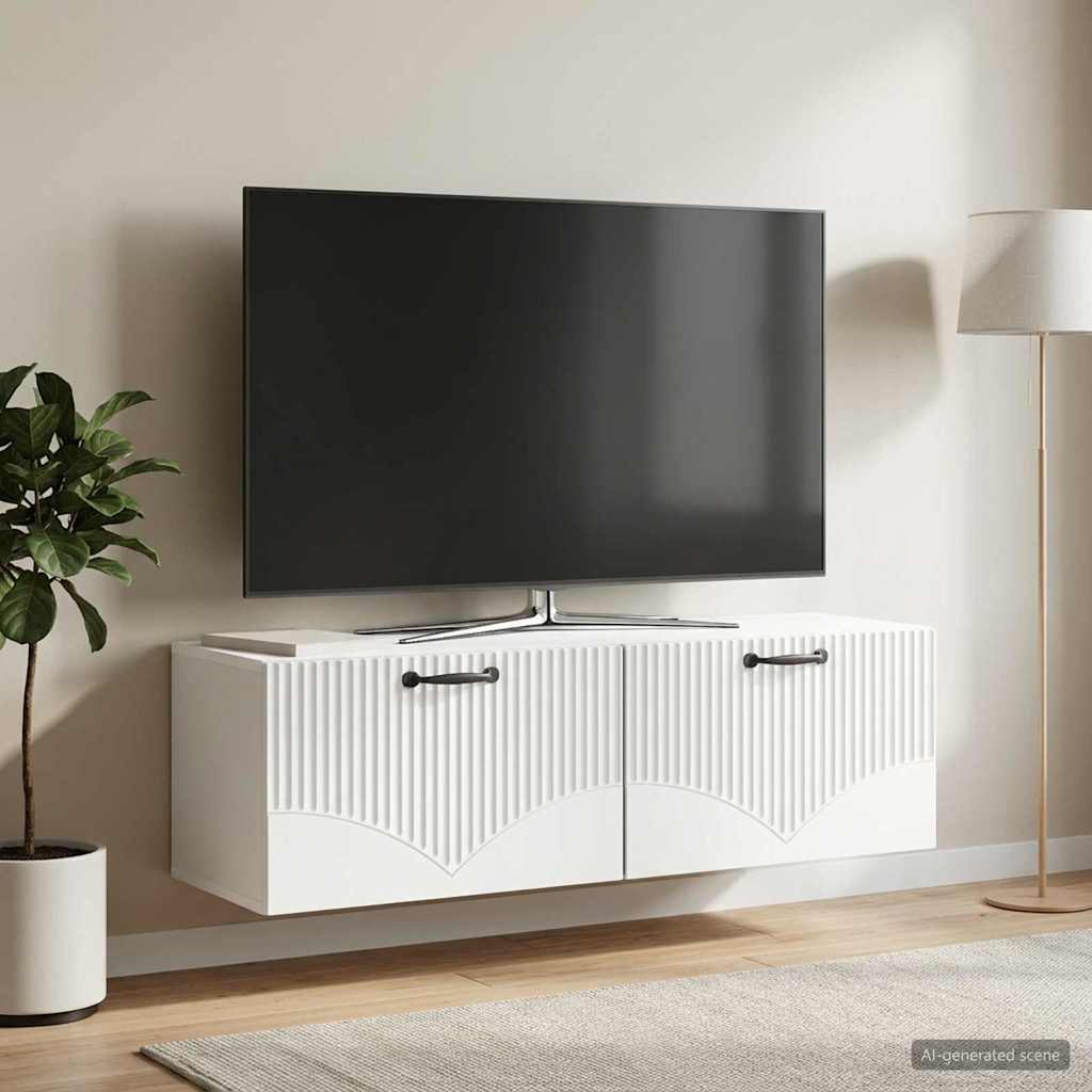 Wandbeugel TV-kast Wit 98 x 31 x 30 cm Bewerkt hout is nu te koop bij PeponiXL, paradijselijk wonen!