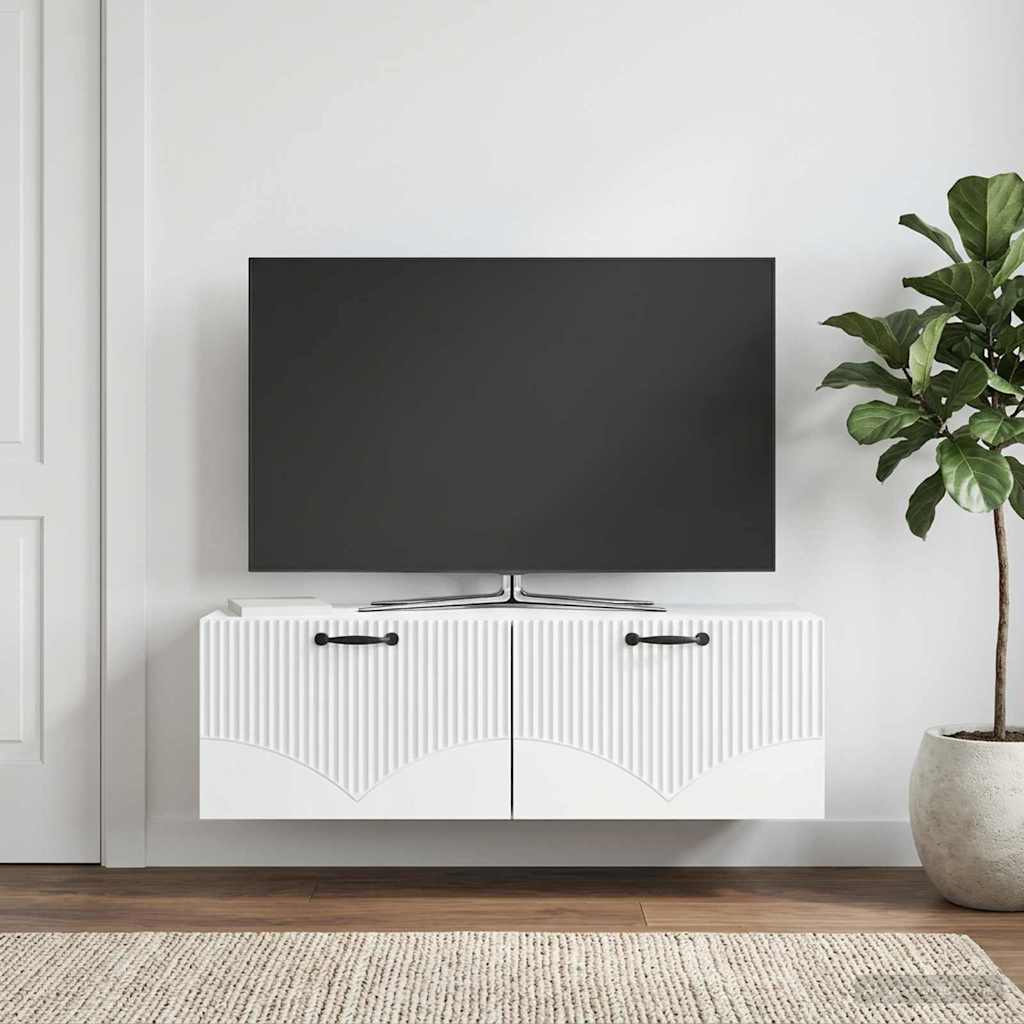 Wandbeugel TV-kast Wit 98 x 31 x 30 cm Bewerkt hout is nu te koop bij PeponiXL, paradijselijk wonen!
