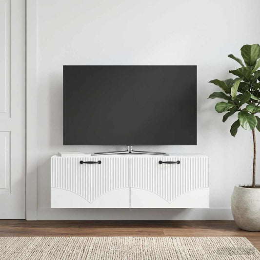 Wandbeugel TV-kast Wit 98 x 31 x 30 cm Bewerkt hout is nu te koop bij PeponiXL, paradijselijk wonen!