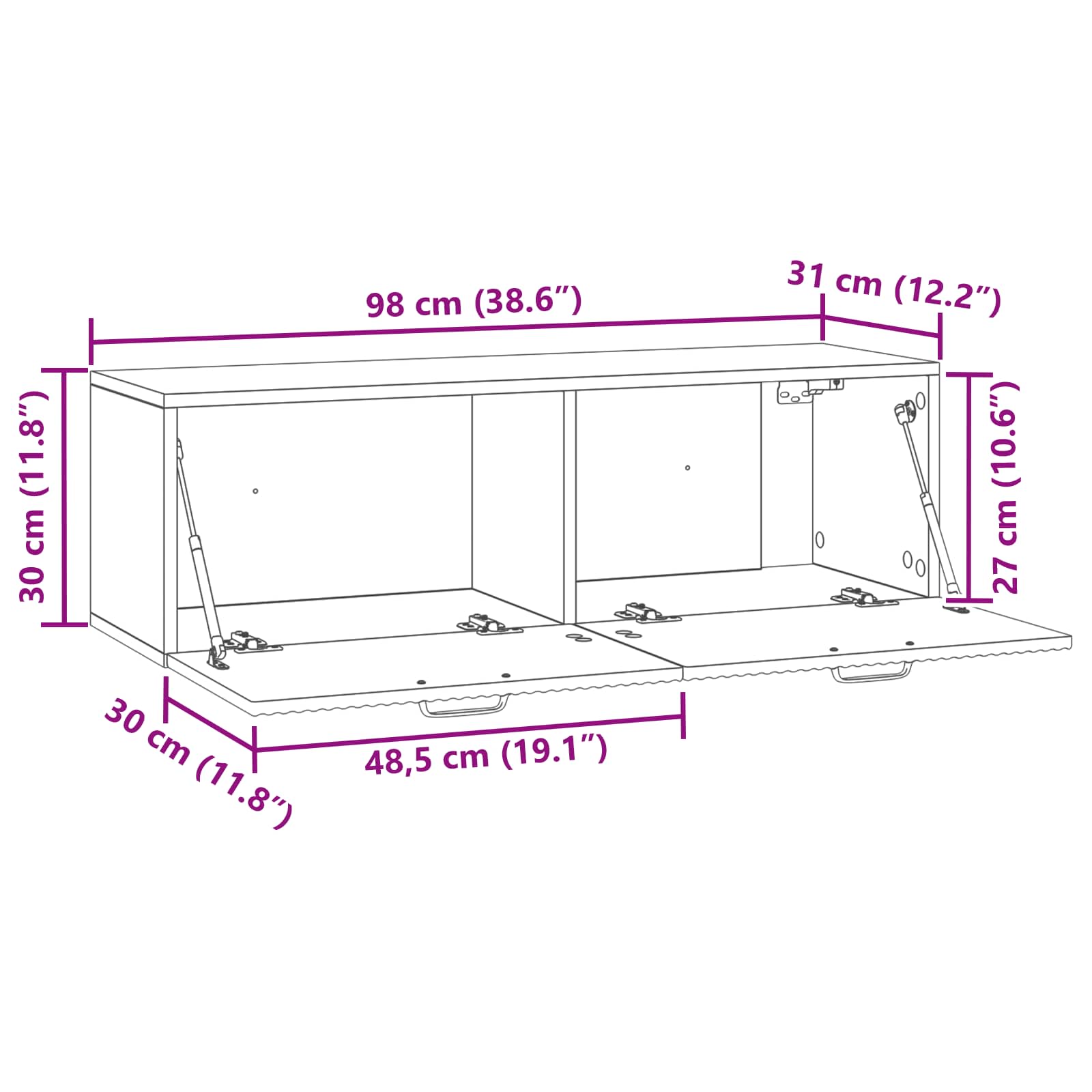 Wandbeugel TV-kast Wit 98 x 31 x 30 cm Bewerkt hout is nu te koop bij PeponiXL, paradijselijk wonen!