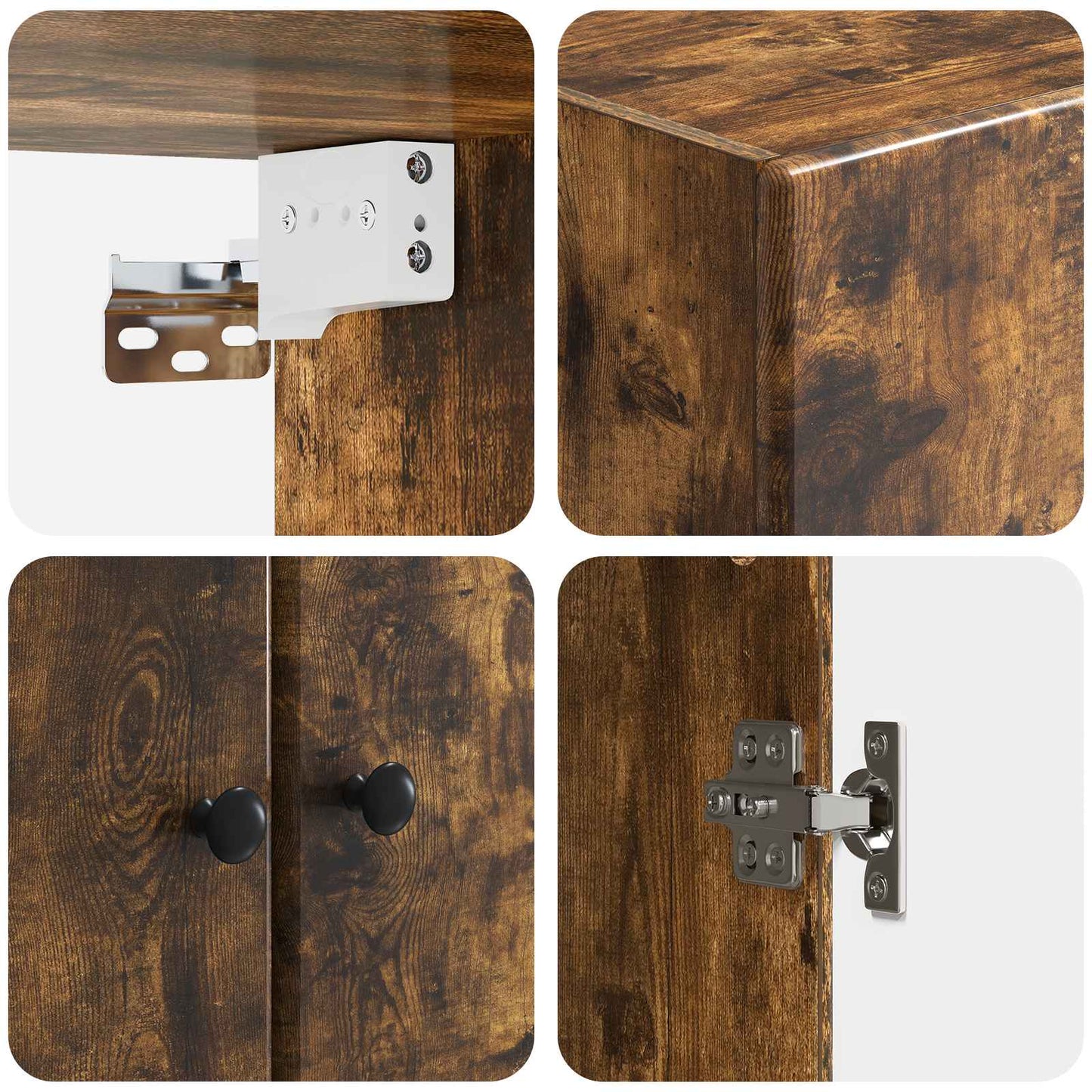 Wandkast Gerookt eiken 66 x 34,5 x 90 cm Bewerkt hout is nu te koop bij PeponiXL, paradijselijk wonen!