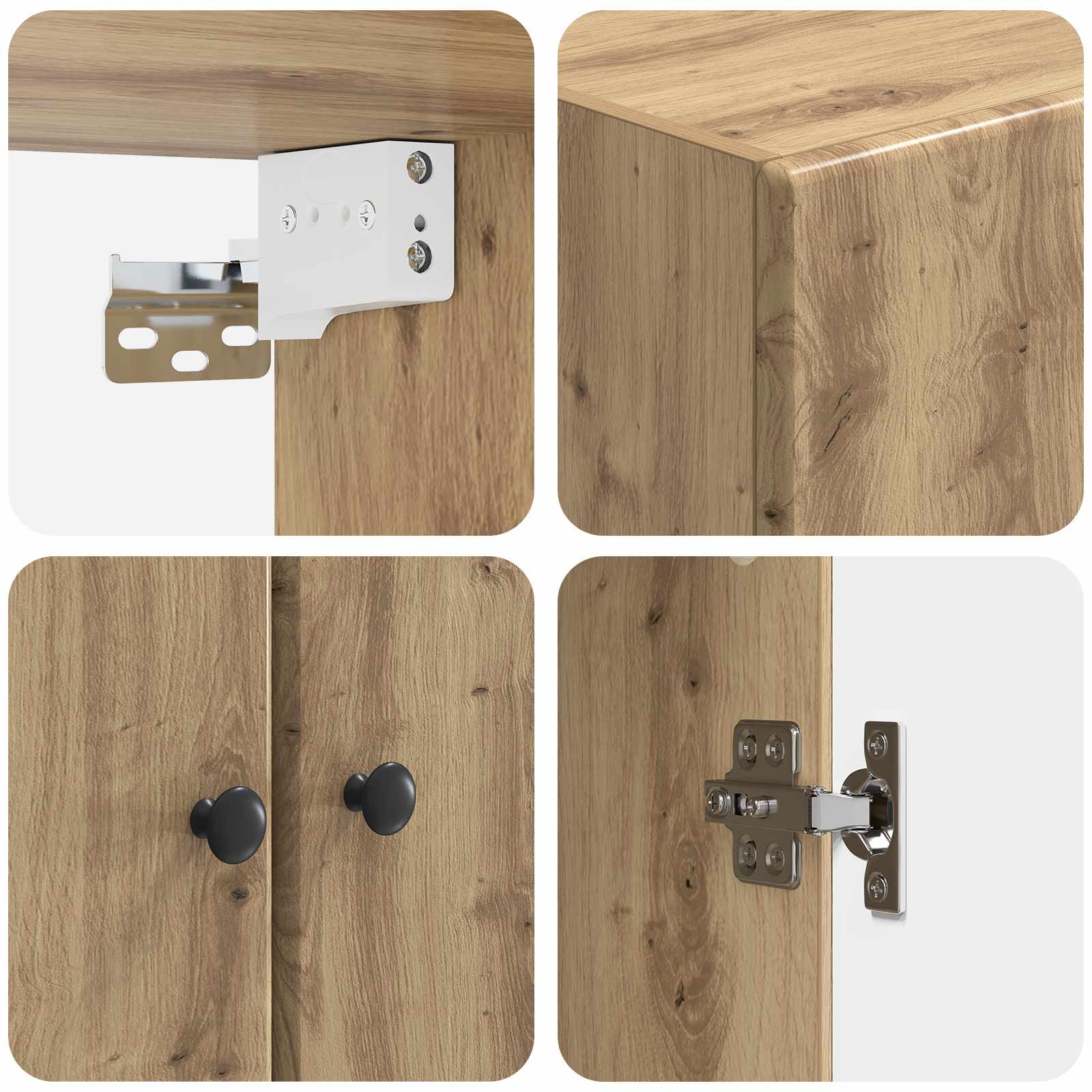 Wandkast Artisanaal eiken 66 x 34,5 x 90 cm Bewerkt hout is nu te koop bij PeponiXL, paradijselijk wonen!