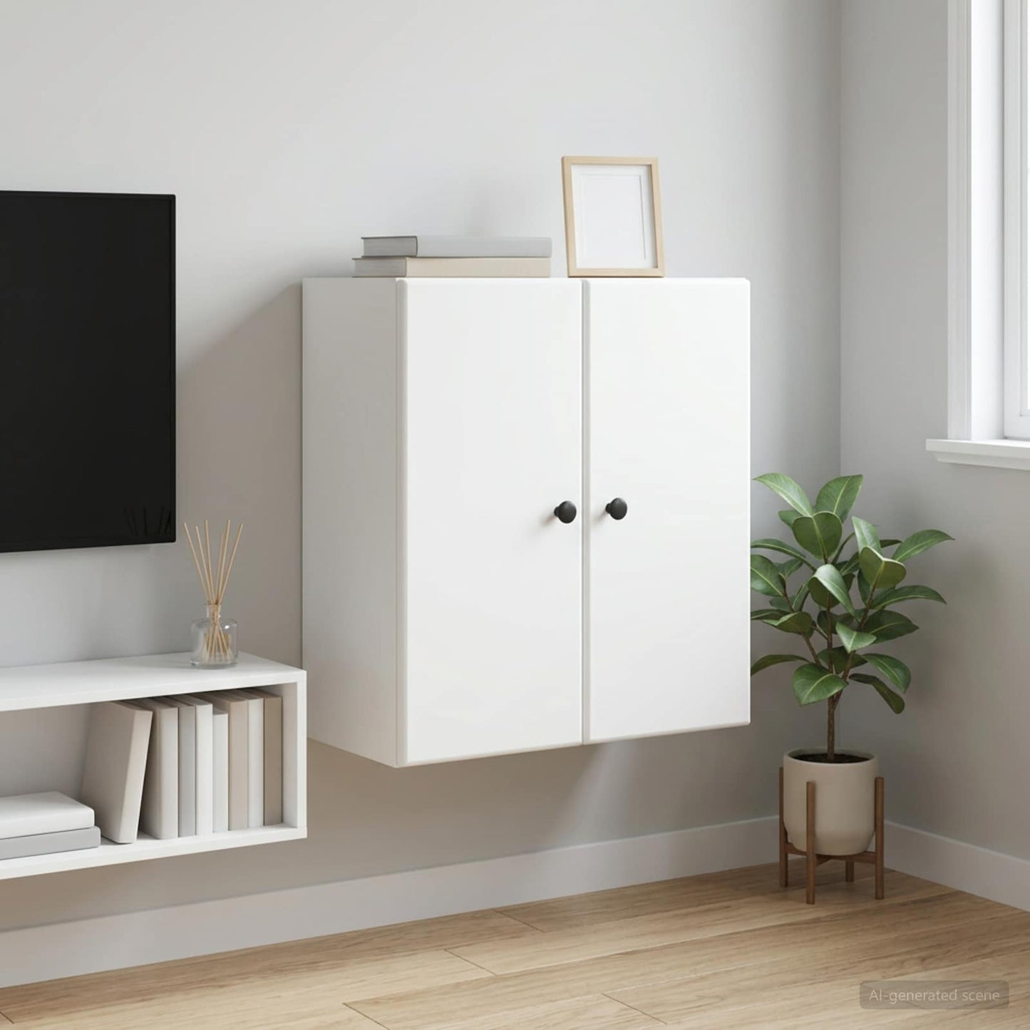 Wandkast Wit 59 x 31 x 60 cm Bewerkt hout is nu te koop bij PeponiXL, paradijselijk wonen!