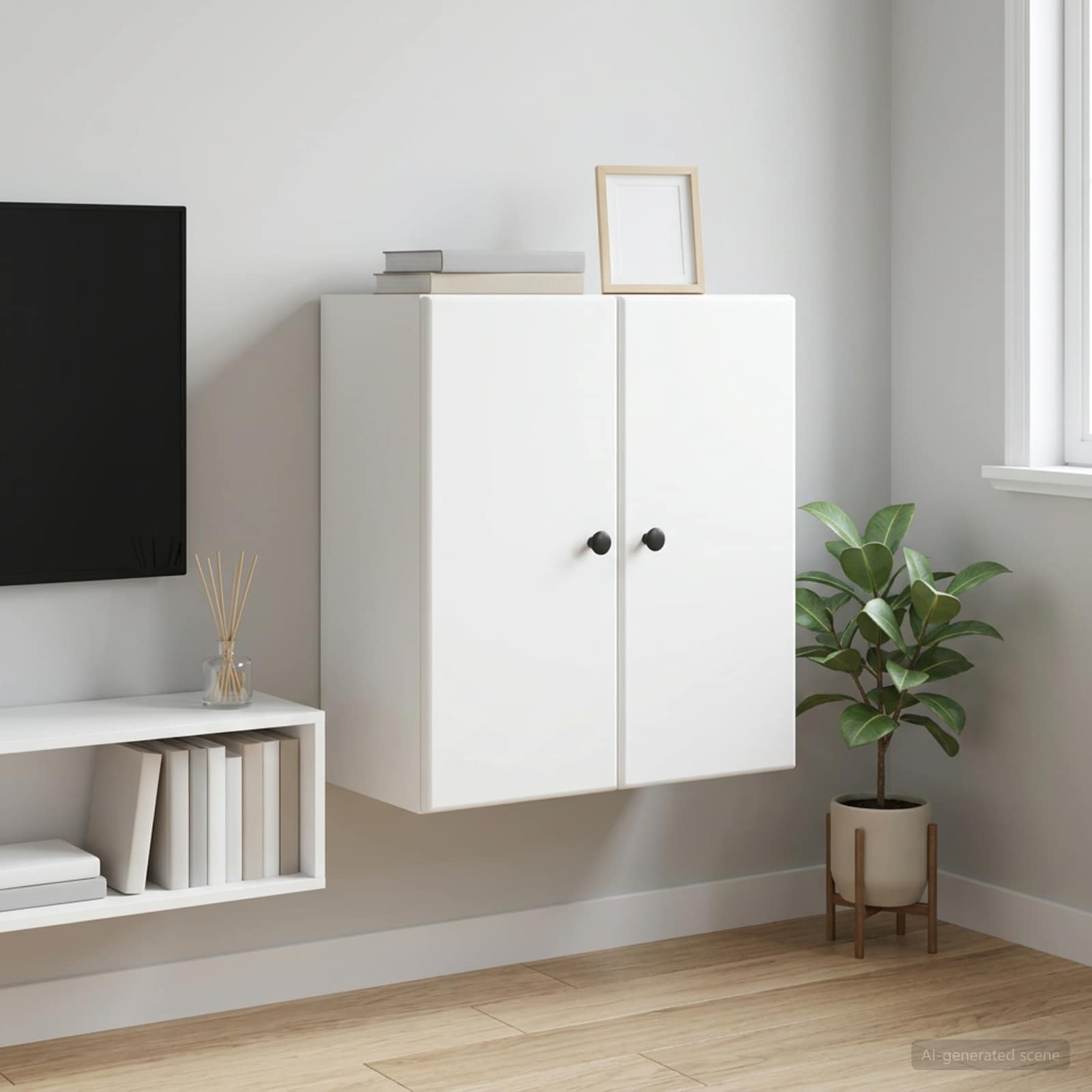 Wandkast Wit 59 x 31 x 60 cm Bewerkt hout is nu te koop bij PeponiXL, paradijselijk wonen!