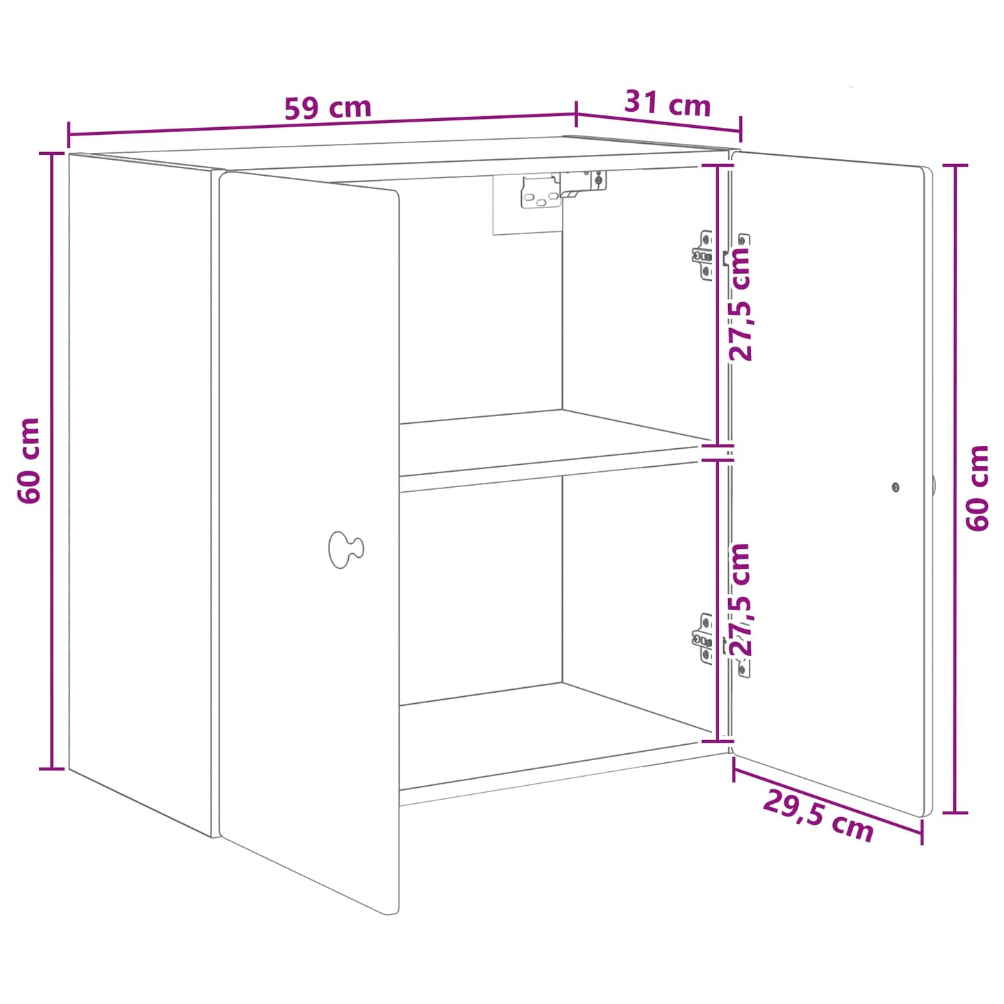 Wandkast Zwart 59 x 31 x 60 cm Bewerkt hout is nu te koop bij PeponiXL, paradijselijk wonen!