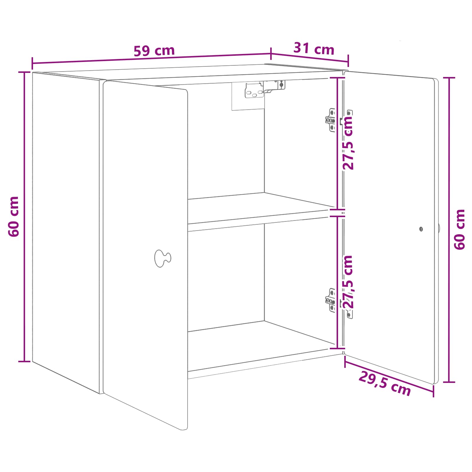 Wandkast Zwart 59 x 31 x 60 cm Bewerkt hout is nu te koop bij PeponiXL, paradijselijk wonen!