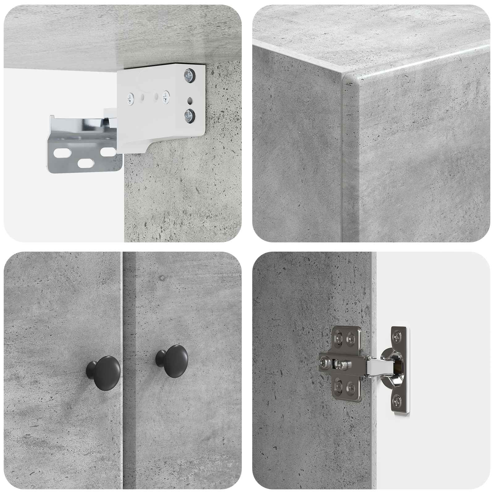 Wandkast Betongrijs 59 x 31 x 60 cm Bewerkt hout is nu te koop bij PeponiXL, paradijselijk wonen!