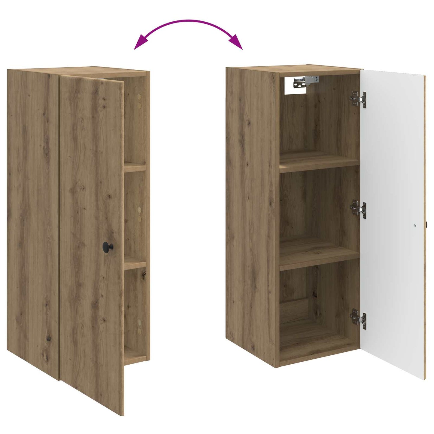 Wandkast 33 x 34,5 x 90 cm Bewerkt hout Artisanaal eiken
