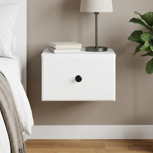 Wandbeugel Bedkast met lade Wit 34,5 x 33 x 20 cm Bewerkt hout is nu te koop bij PeponiXL, paradijselijk wonen!